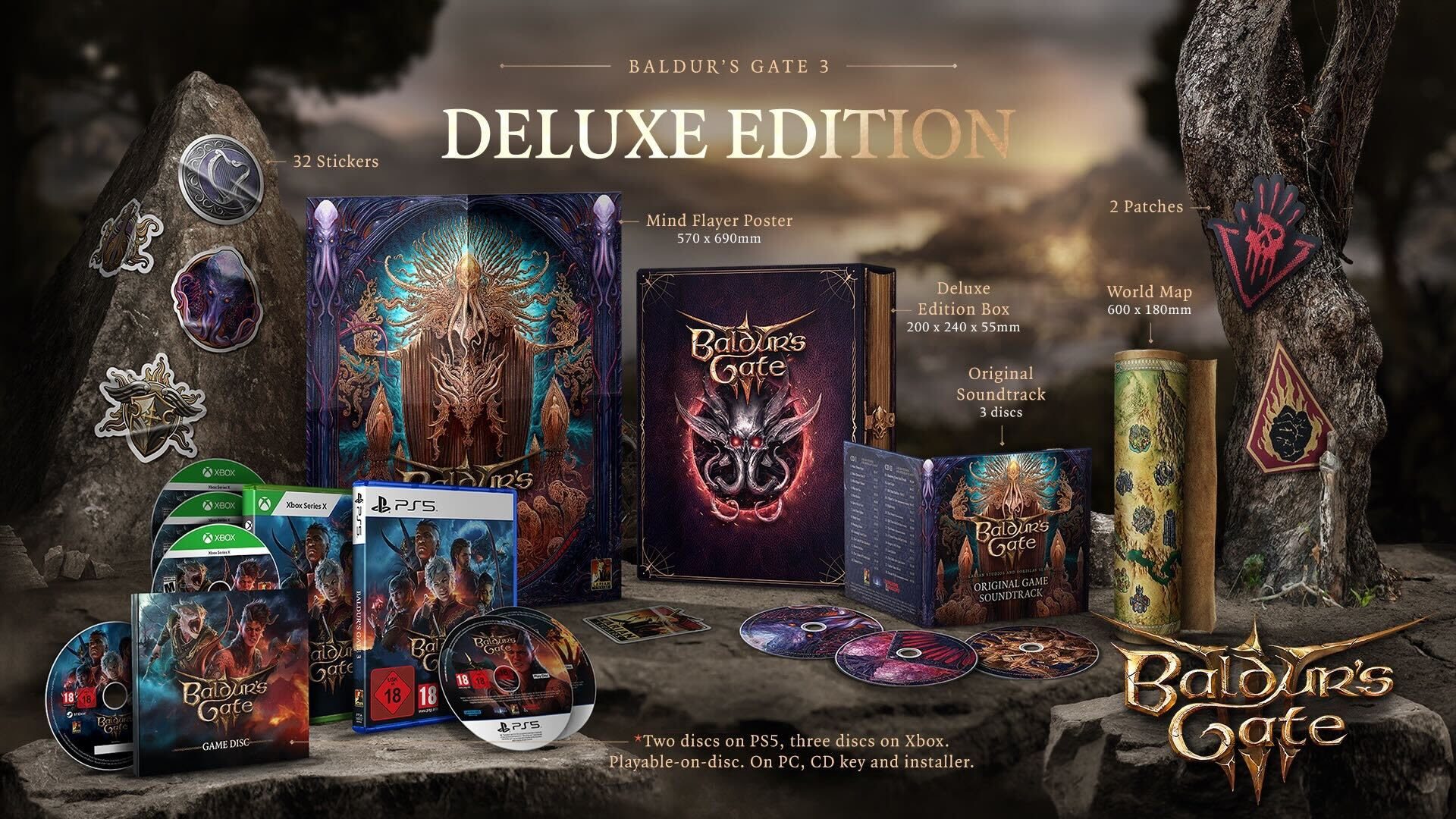 Mídia física do Baldur’s Gate 3 para Xbox Series X terá quatro discos